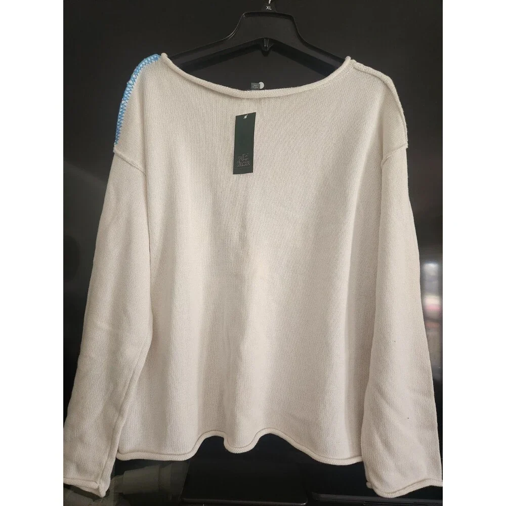 Women's Wide Crewneck Americana Pullover Sweater - Wild Fable Sz. L